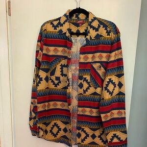 MENS ARIZONA WESTERN TRIBAL FLANNEL SHIRT SIZE XL